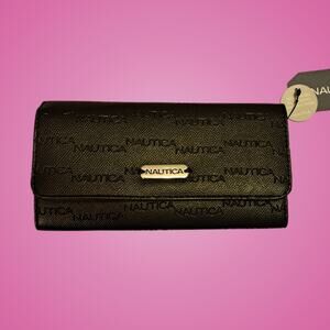 Nautica Black Money Manager Continental Long Wallet RFID Blocking